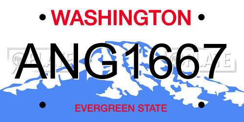 ANG1667 Washington License Plate