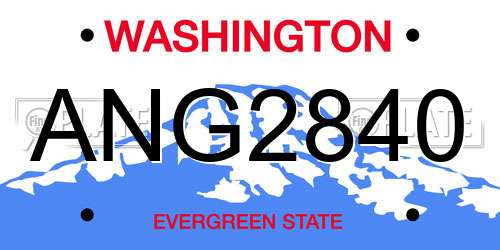 ANG2840 Washington License Plate
