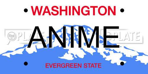 ANIME Washington License Plate