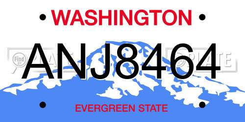 ANJ8464 Washington License Plate