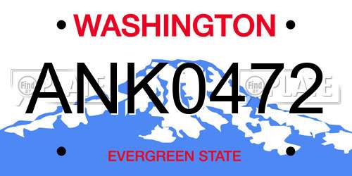 ANK0472 Washington License Plate
