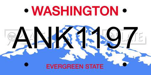 ANK1197 Washington License Plate