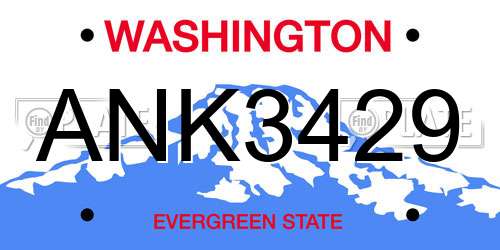 ANK3429 Washington License Plate