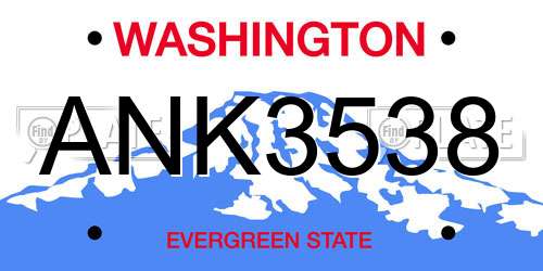 ANK3538 Washington License Plate