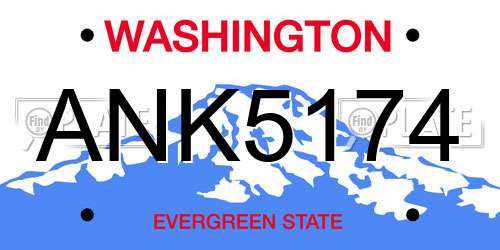 ANK5174 Washington License Plate