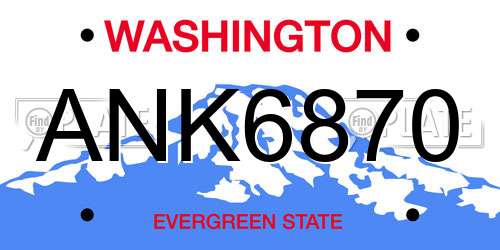 ANK6870 Washington License Plate