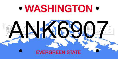 ANK6907 Washington License Plate