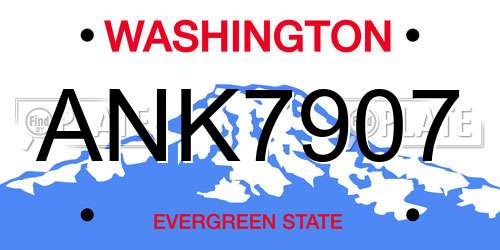 ANK7907 Washington License Plate