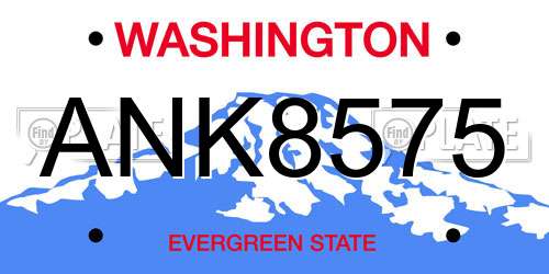ANK8575 Washington License Plate