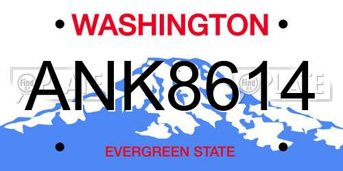 ANK8614 Washington License Plate