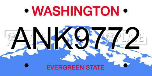 ANK9772 Washington License Plate