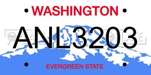ANL3203 Washington License Plate