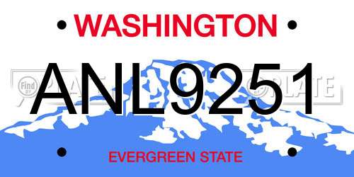 ANL9251 Washington License Plate