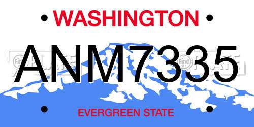 ANM7335 Washington License Plate
