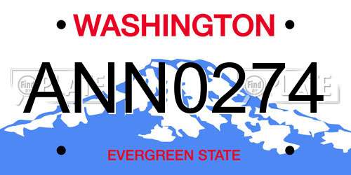 ANN0274 Washington License Plate