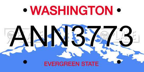 ANN3773 Washington License Plate