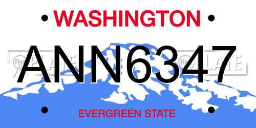 ANN6347 Washington License Plate
