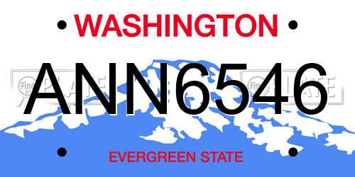 ANN6546 Washington License Plate