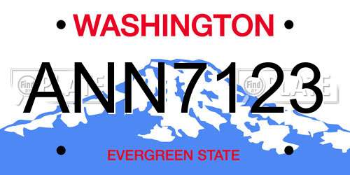 ANN7123 Washington License Plate