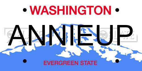 ANNIEUP Washington License Plate