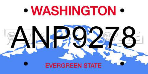 ANP9278 Washington License Plate