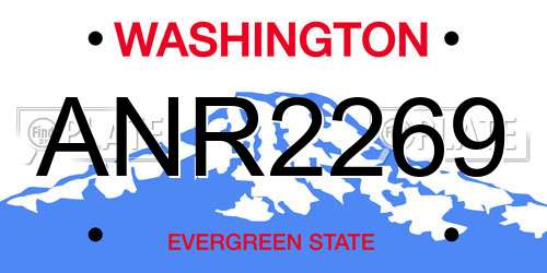 ANR2269 Washington License Plate