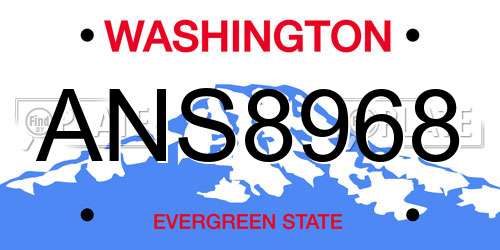 ANS8968 Washington License Plate