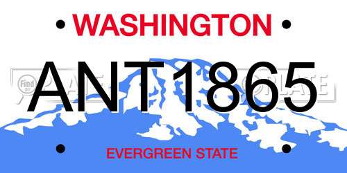 ANT1865 Washington License Plate