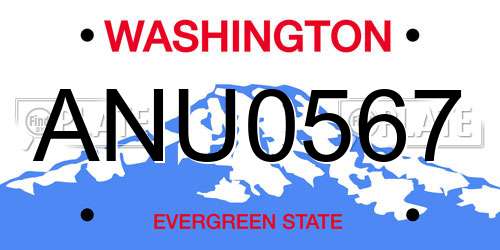ANU0567 Washington License Plate