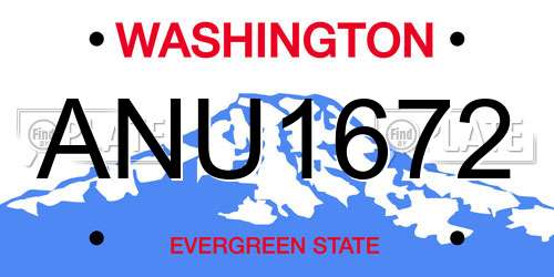ANU1672 Washington License Plate