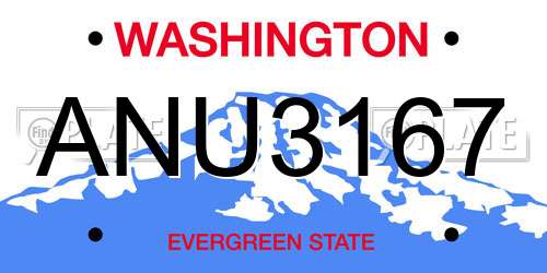 ANU3167 Washington License Plate
