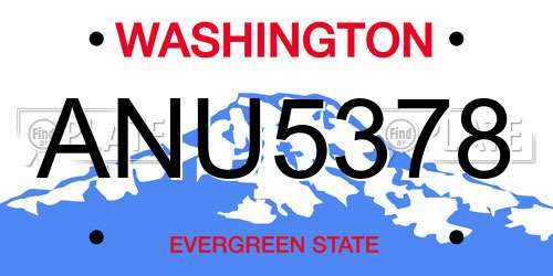 ANU5378 Washington License Plate