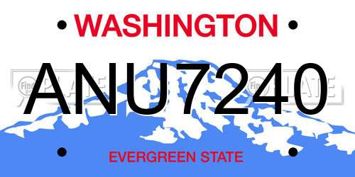 ANU7240 Washington License Plate
