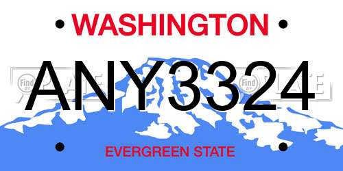 ANY3324 Washington License Plate