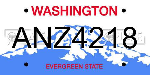 ANZ4218 Washington License Plate