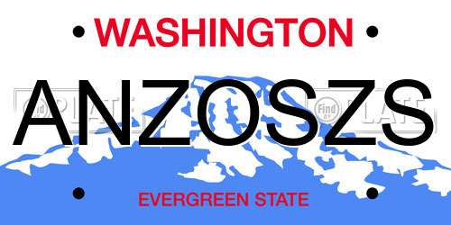 ANZOSZS Washington License Plate