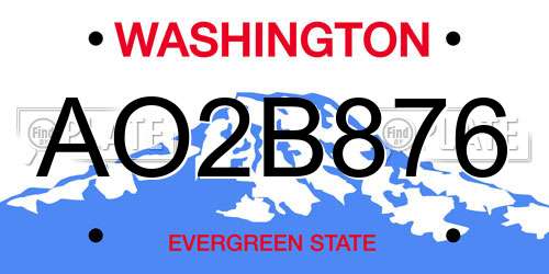 AO2B876 Washington License Plate