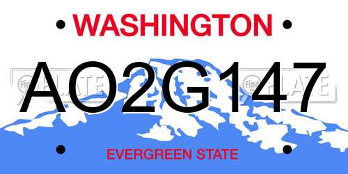 AO2G147 Washington License Plate