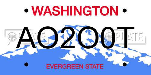AO2O0T Washington License Plate