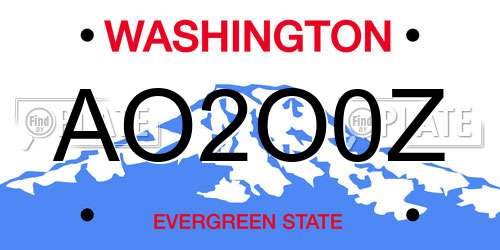 AO2O0Z Washington License Plate