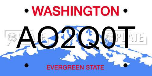 AO2Q0T Washington License Plate