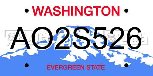 AO2S526 Washington License Plate