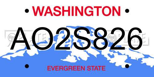 AO2S826 Washington License Plate
