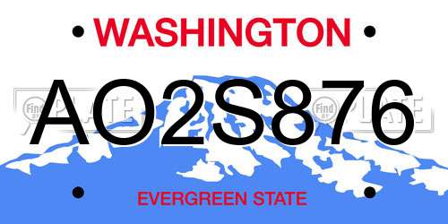 AO2S876 Washington License Plate