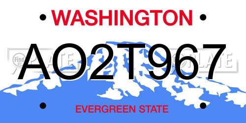 AO2T967 Washington License Plate
