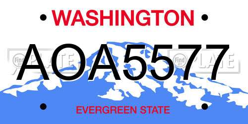 AOA5577 Washington License Plate