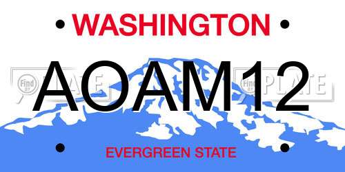 AOAM12 Washington License Plate