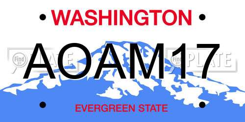 AOAM17 Washington License Plate