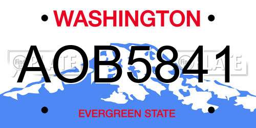 AOB5841 Washington License Plate