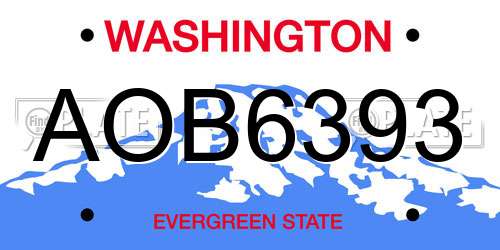 AOB6393 Washington License Plate